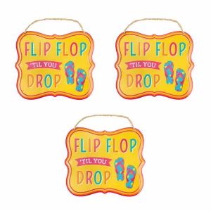 7" Embossed Flip Flop 'Til You Drop Metal Signs (3)