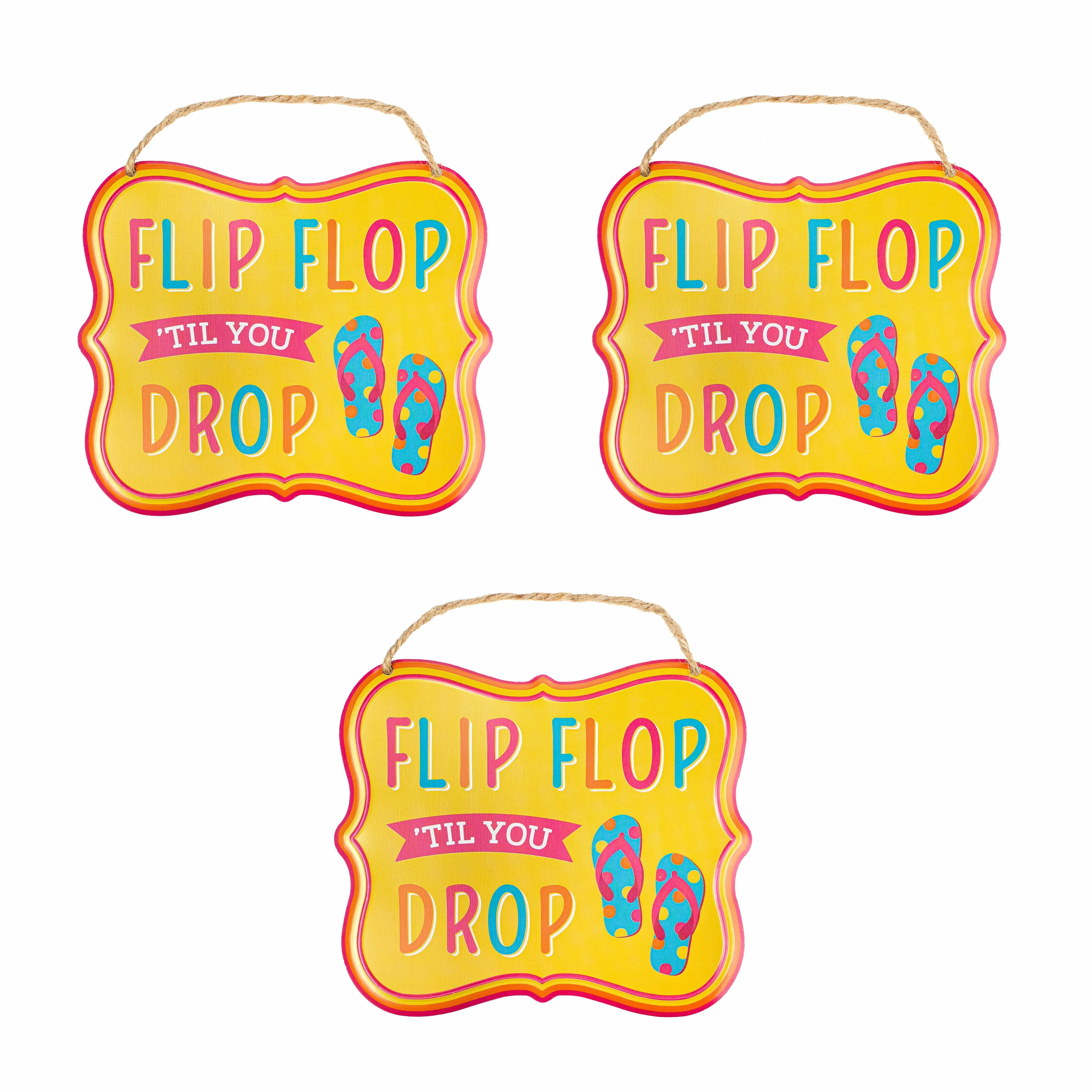 7" Embossed Flip Flop 'Til You Drop Metal Signs (3)