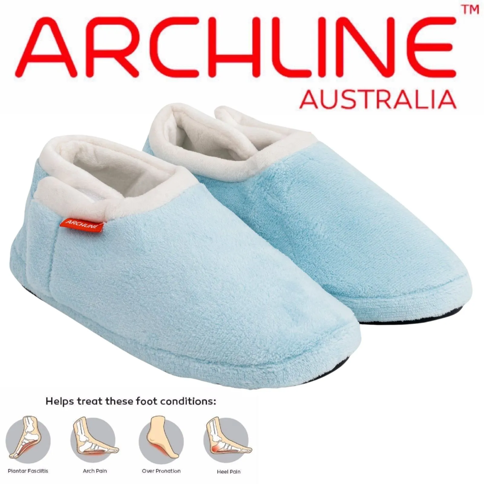 ARCHLINE Orthotic Slippers Closed Scuffs Pain Relief Moccasins - Sky Blue - EUR 35