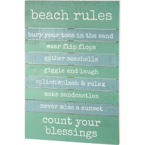 Beach Rules Count Your Blessings Slat Box Sign