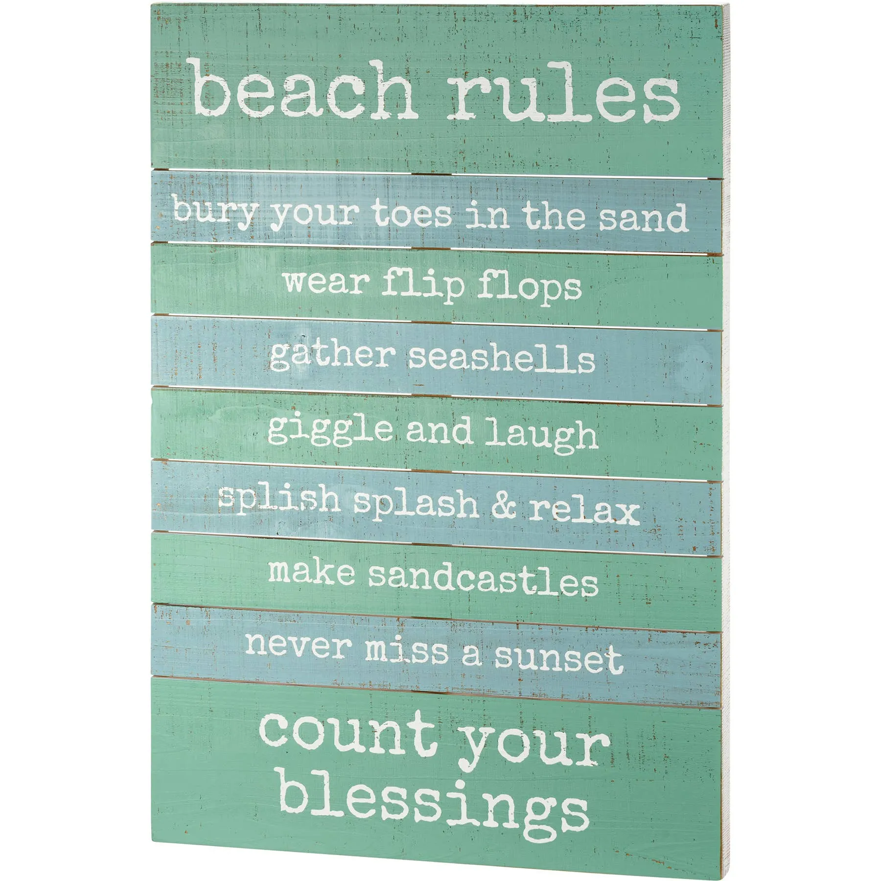 Beach Rules Count Your Blessings Slat Box Sign