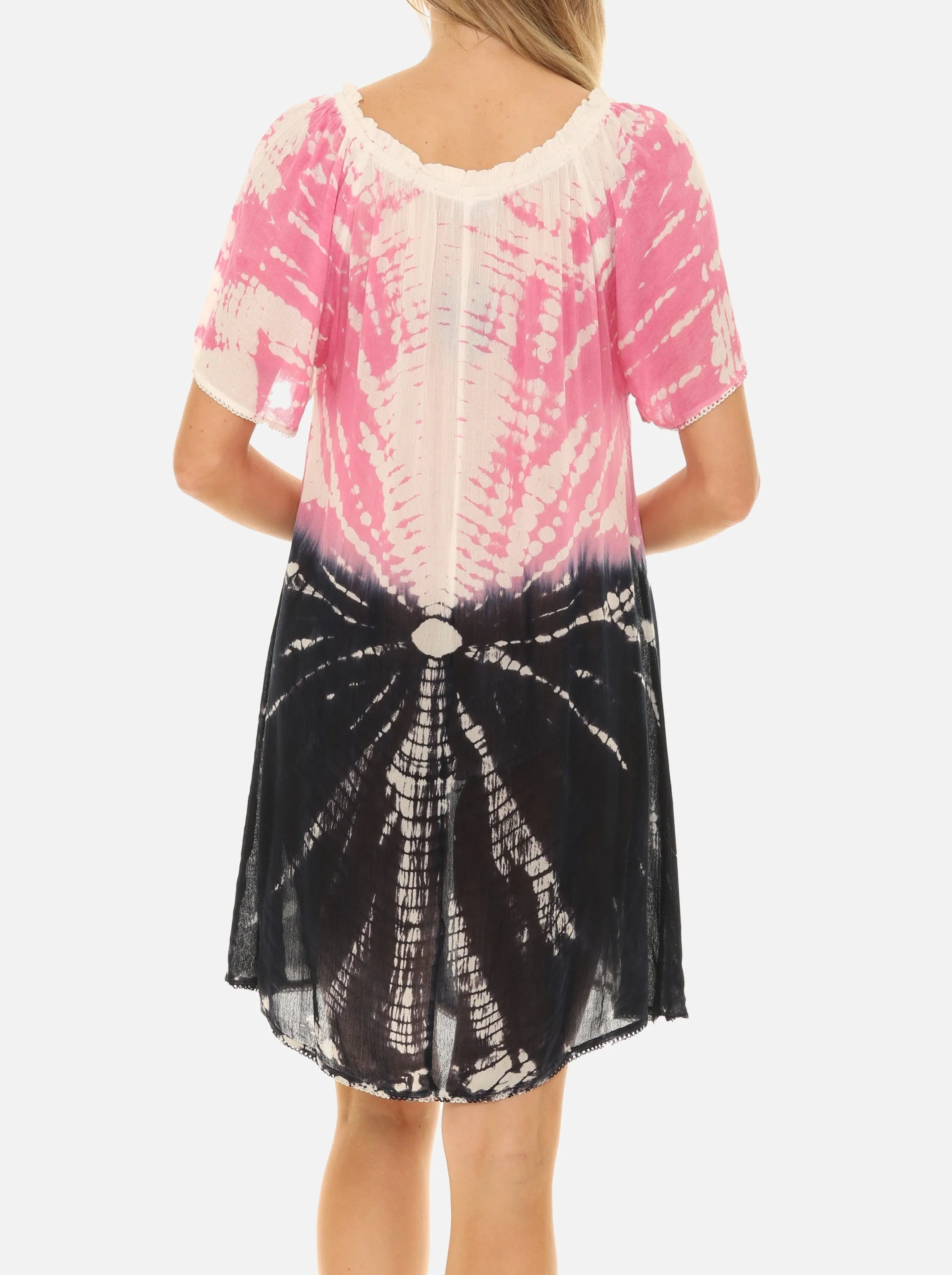 Boho Chic Tie Dye Dress with Keyhole Neckline