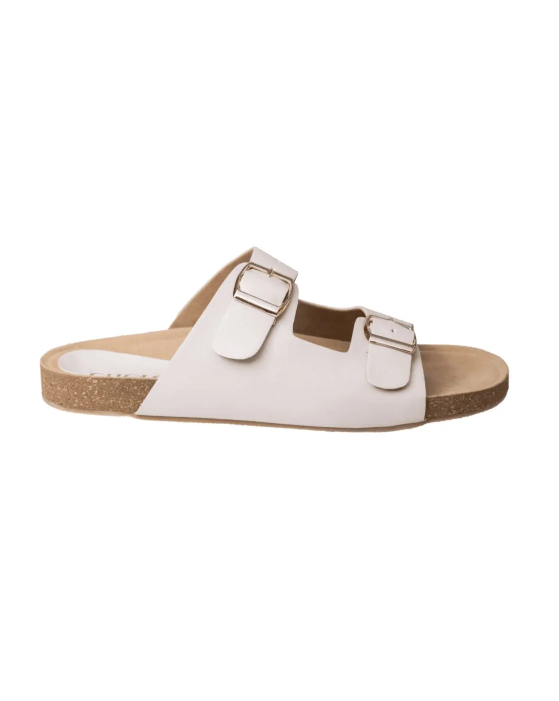 Chere Metallic Luxe Dual-Buckle Slip-On Sandals – Silver