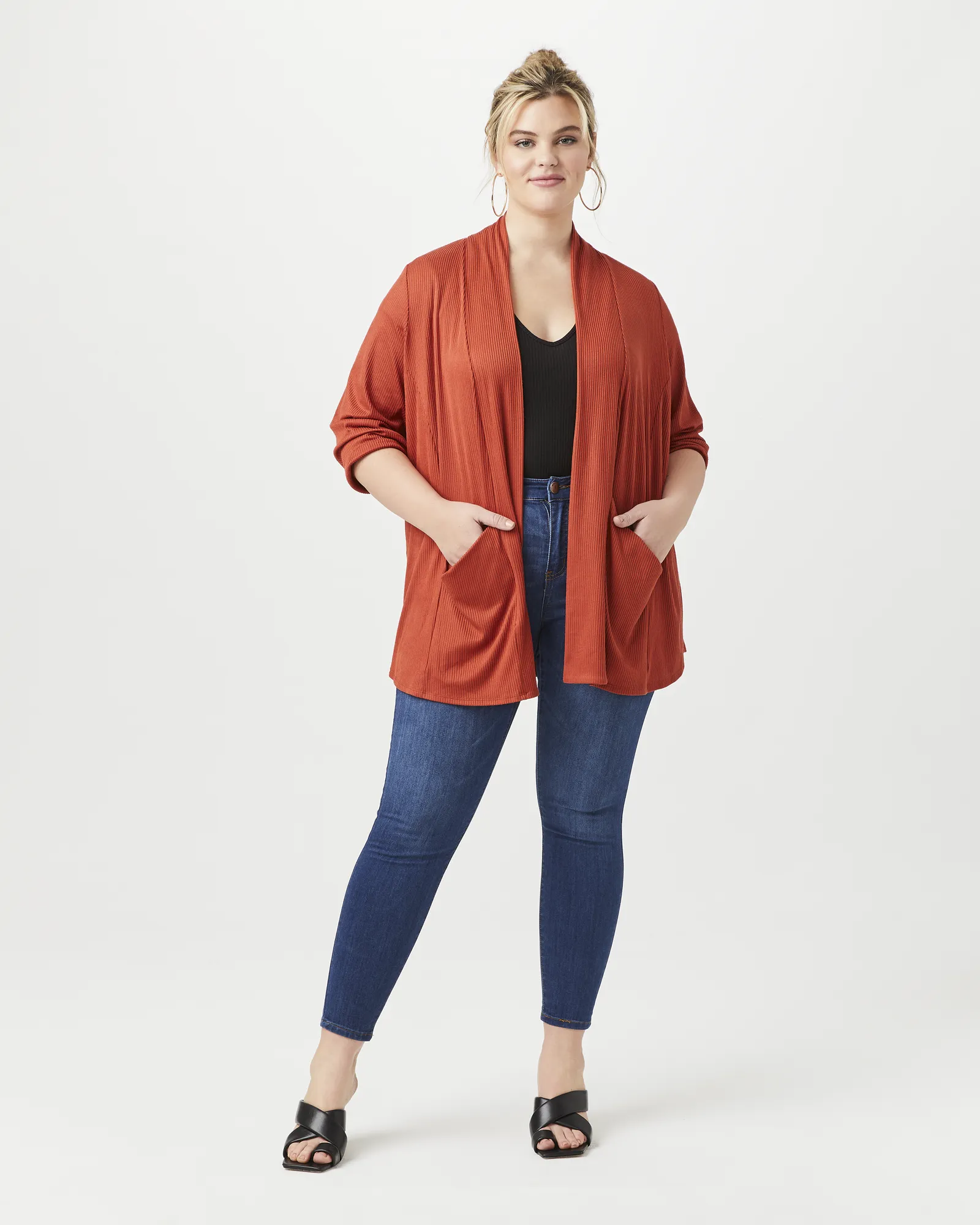 Cia 3/4 Sleeve Cardigan | Orange