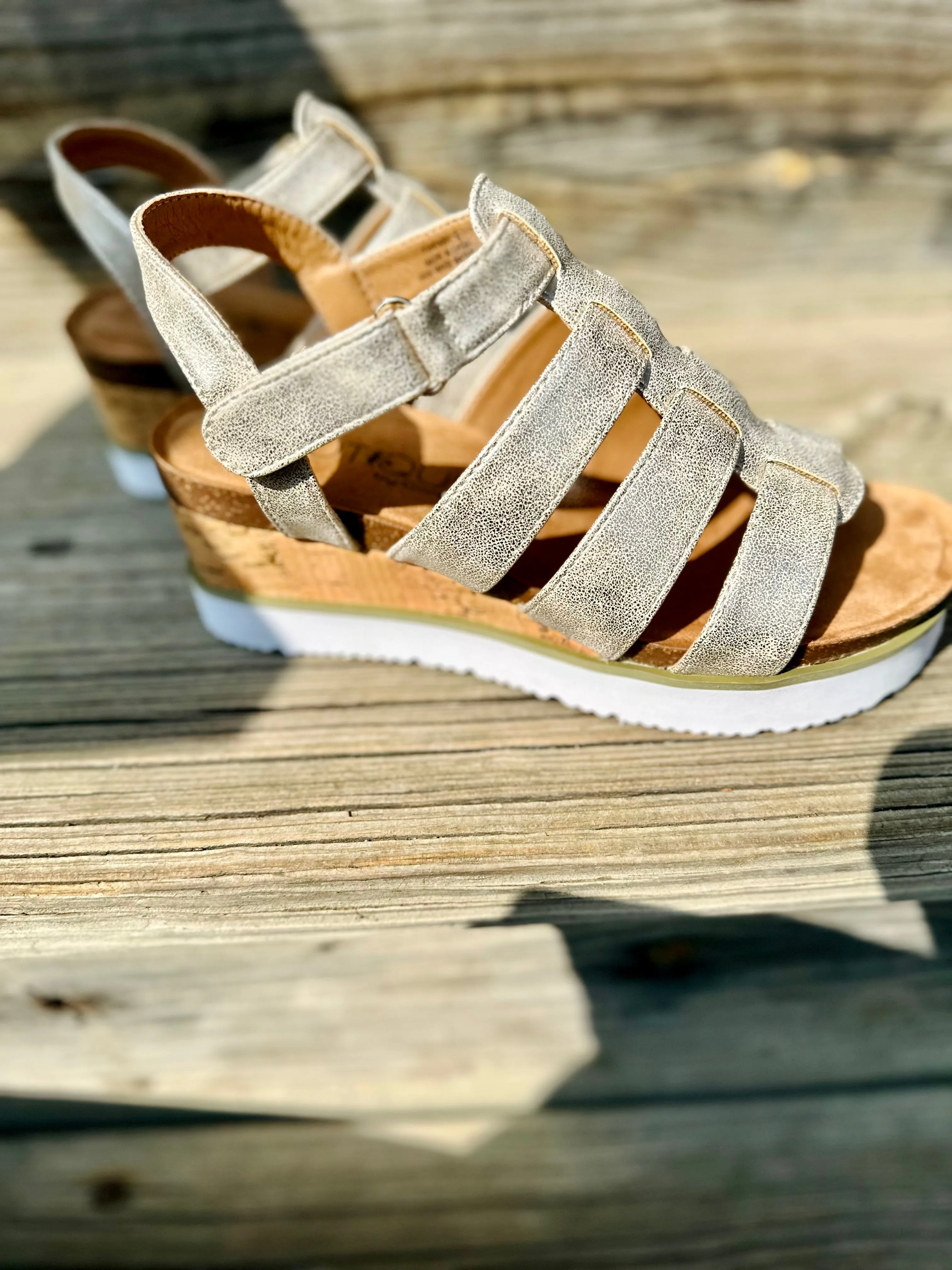 Corkys "Fantasy" Strap Sandal in Gold Metallic