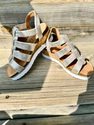 Corkys "Fantasy" Strap Sandal in Gold Metallic
