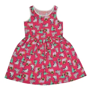 CrayonFlakes Kids Wear for Girls 100% Cotton Printed Sleeveless Frock Dress
