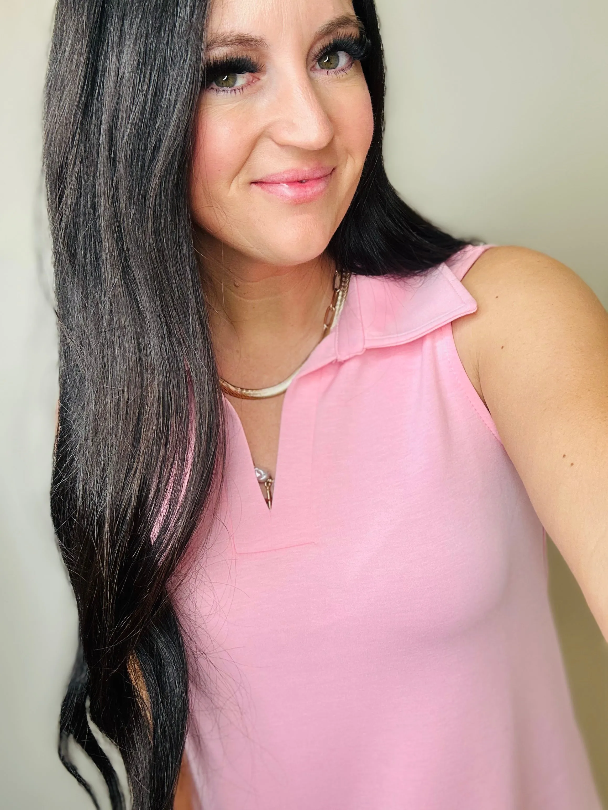 Cruise Collared Scuba A Line Pink Dress