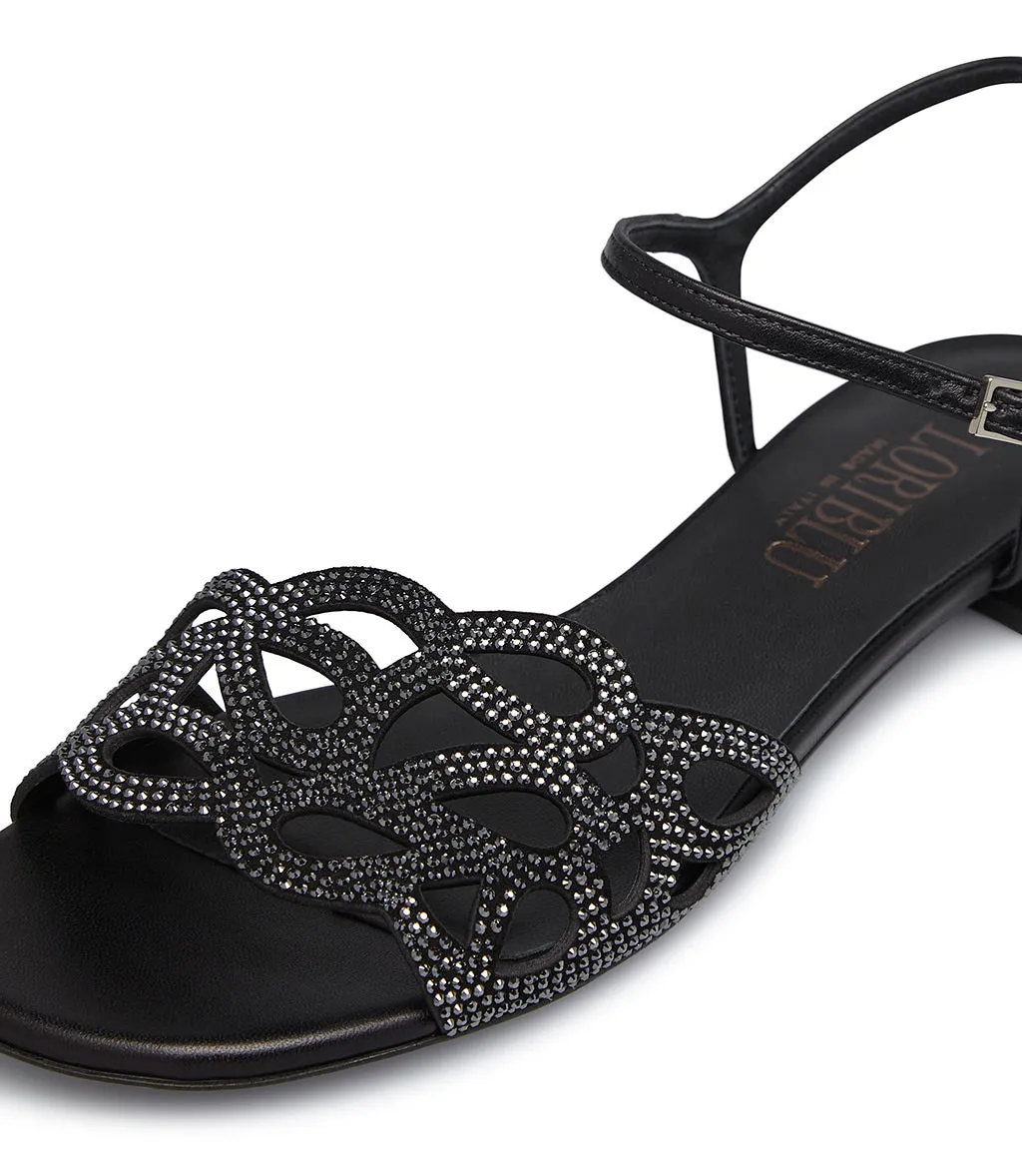 crystals  embellished straps black suede sandal