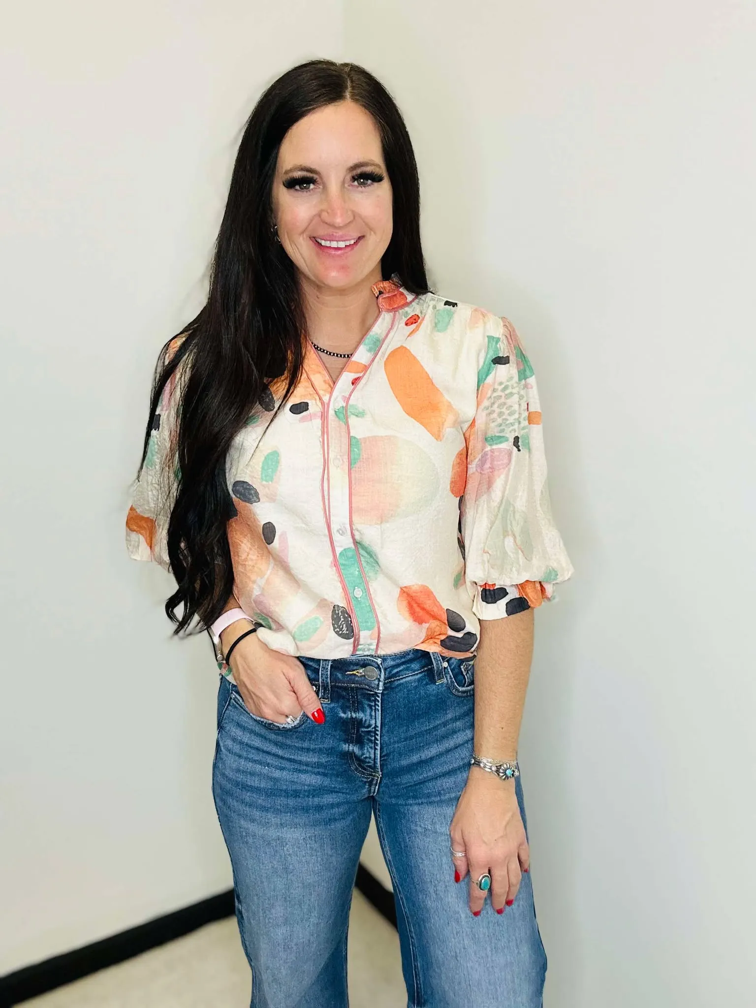 Daphne Floral Button Down Blouse