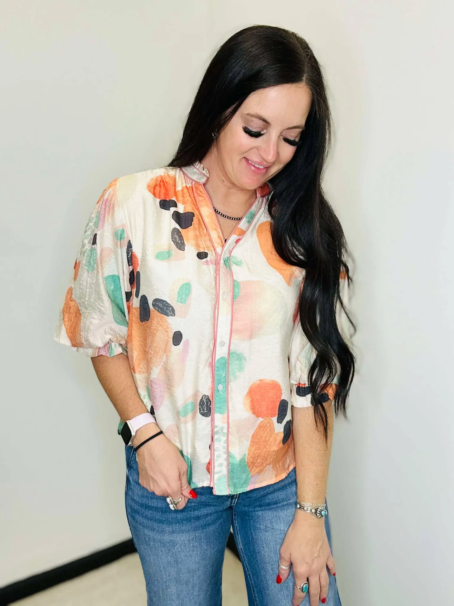 Daphne Floral Button Down Blouse