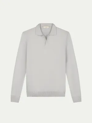 Extrafine Merino Buttonless Polo Classic Grey
