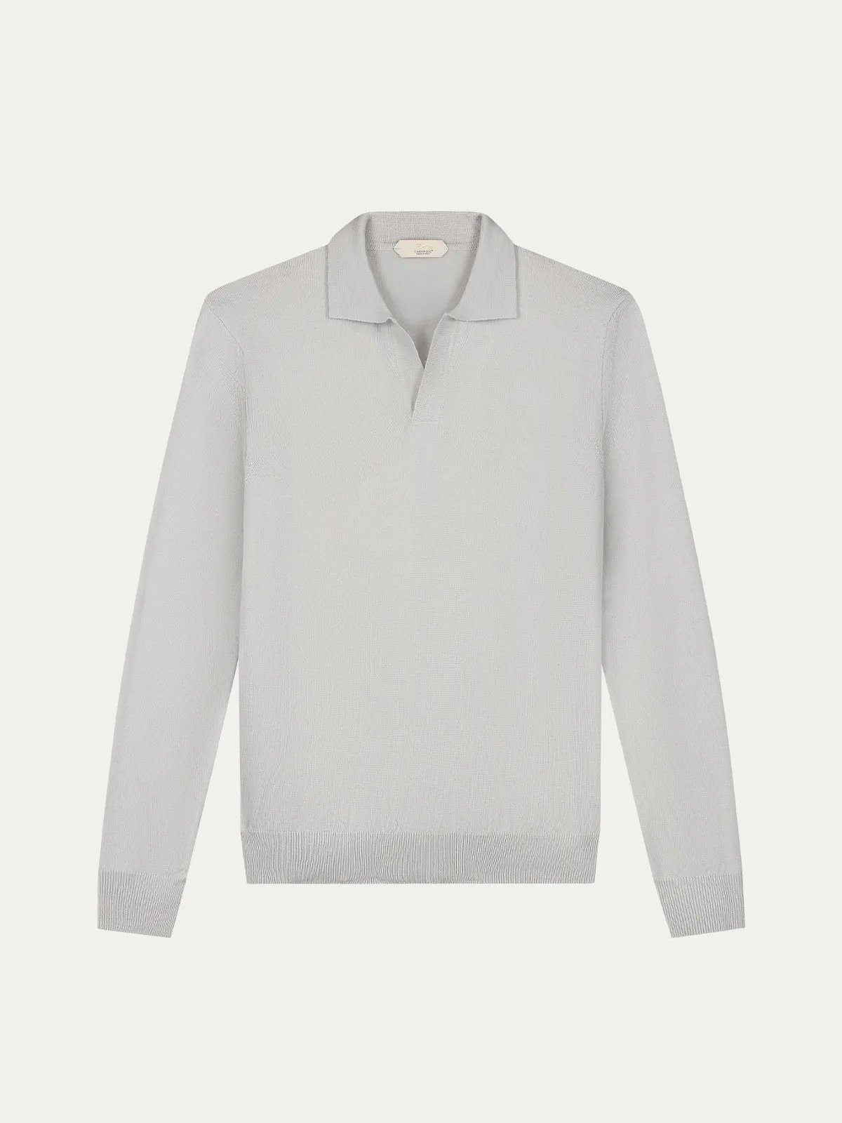 Extrafine Merino Buttonless Polo Classic Grey