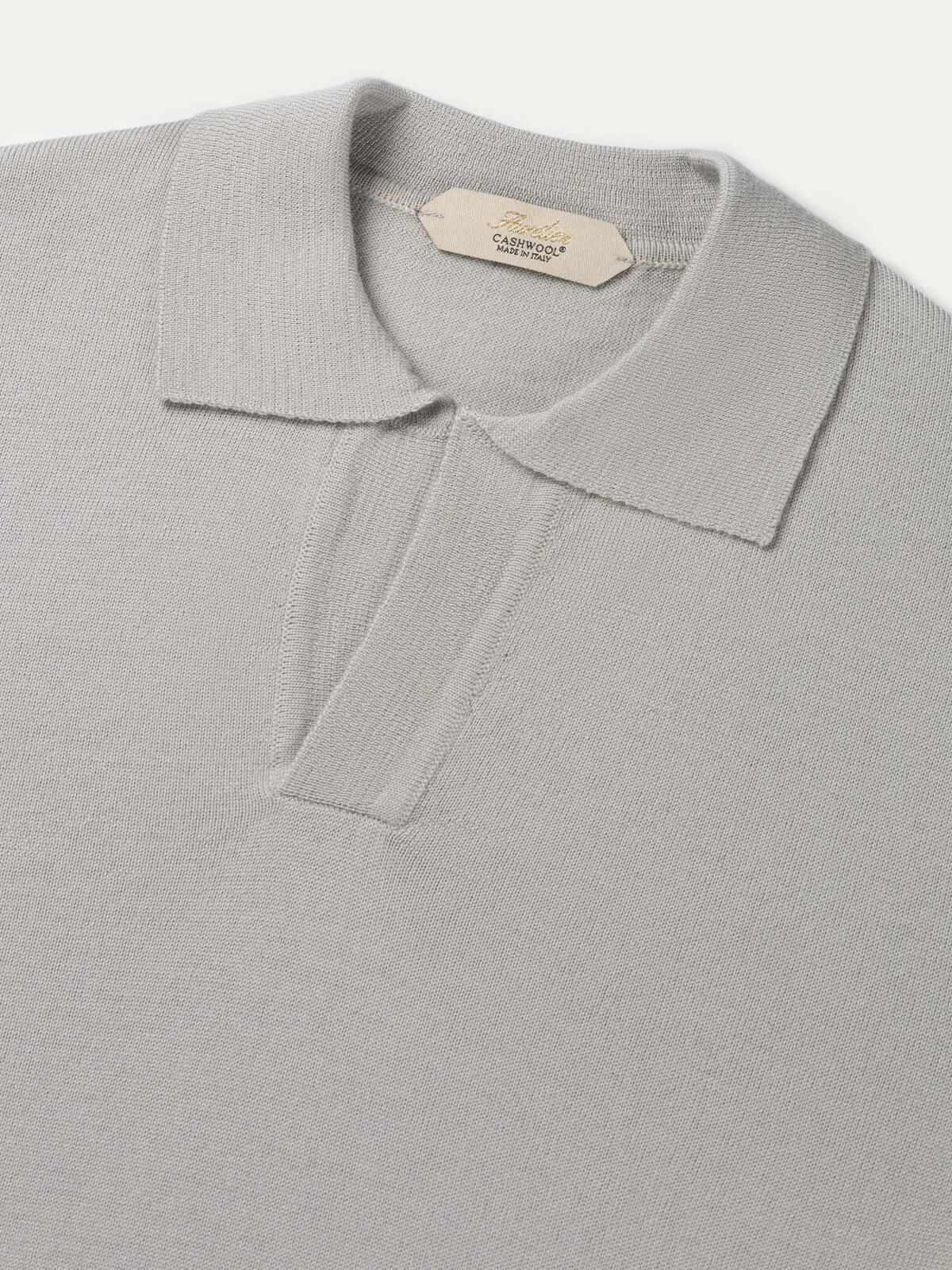 Extrafine Merino Buttonless Polo Classic Grey
