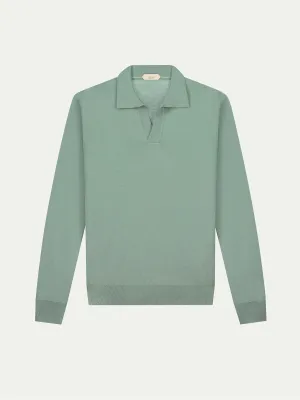 Extrafine Merino Buttonless Polo Pistache