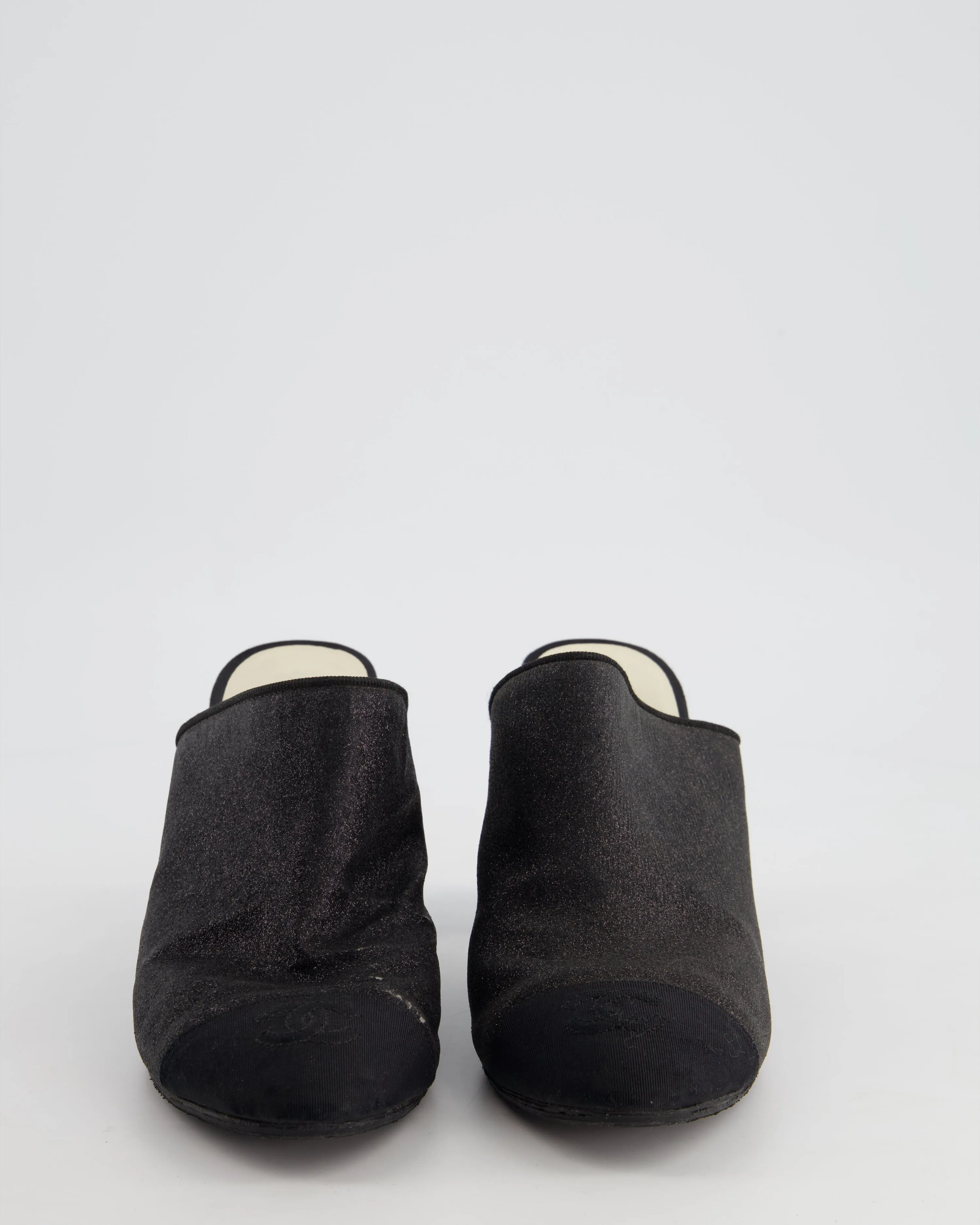 *fire Price*trendy Inspired  Chanel Black Embellished Mules With Silver Logo Size Eu 37