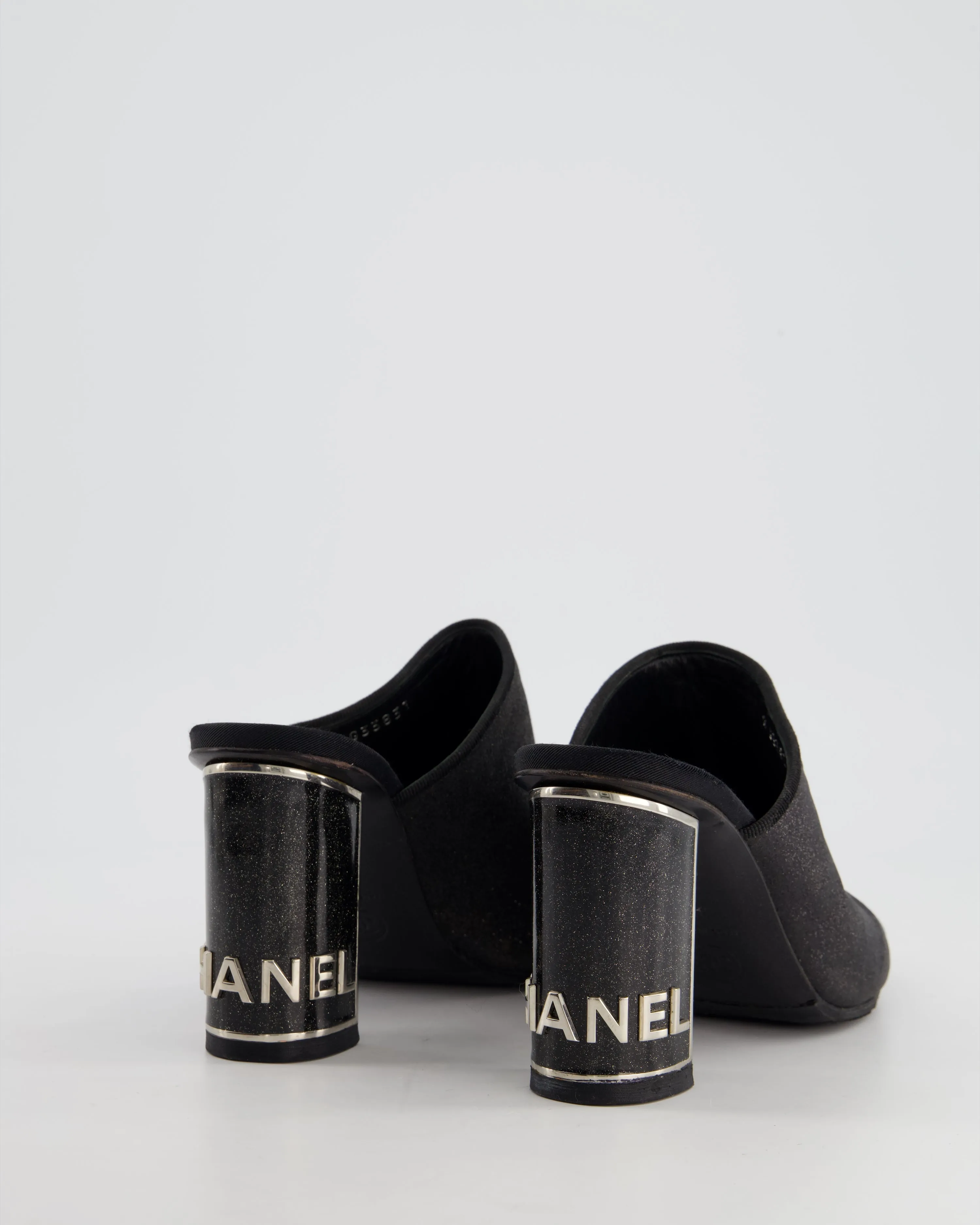 *fire Price*trendy Inspired  Chanel Black Embellished Mules With Silver Logo Size Eu 37