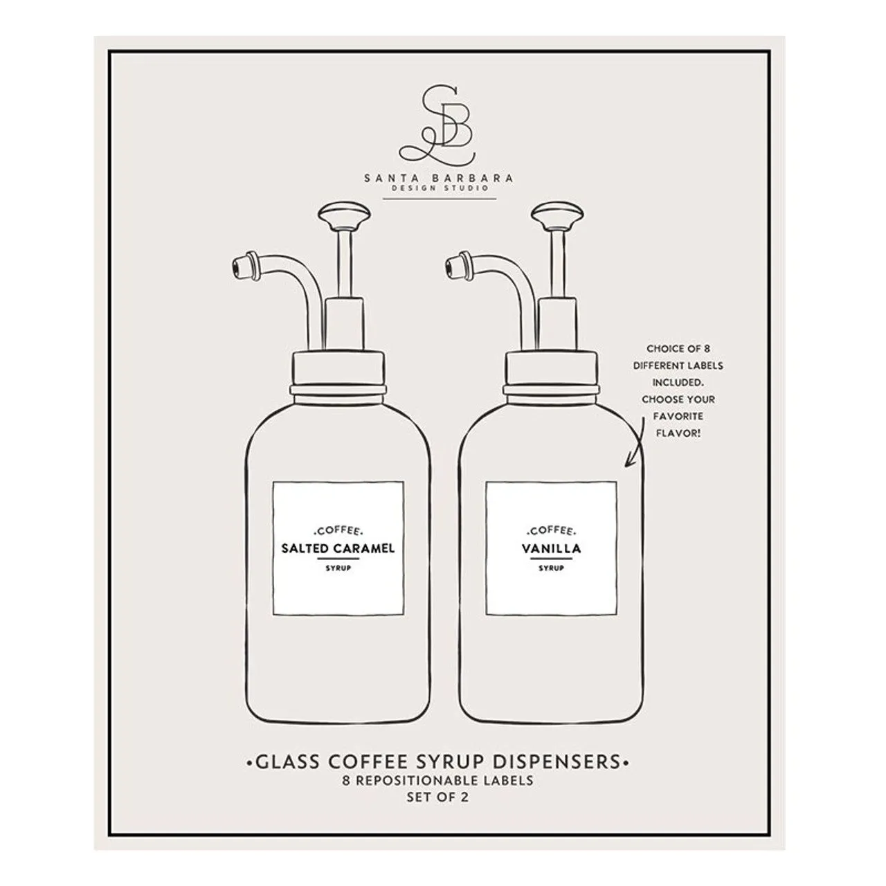 Glass Coffee Syrup Dispenser Set of 2