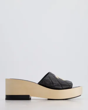 *hot*trendy Inspired  Chanel Black Wooden Mules In Lambskin Leather With Cream Cc Logo Detail Size Eu 40