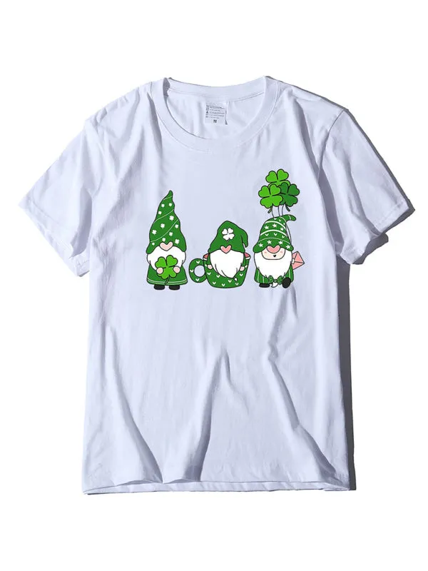 Madeline Women's New Three Bearded Old Men   Clover Print St. Patrick's Day Short-Sleeved T-Shirt