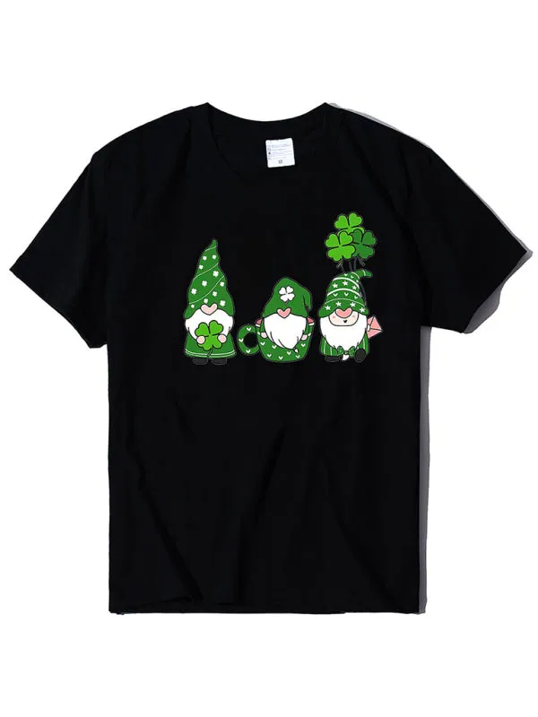 Madeline Women's New Three Bearded Old Men   Clover Print St. Patrick's Day Short-Sleeved T-Shirt
