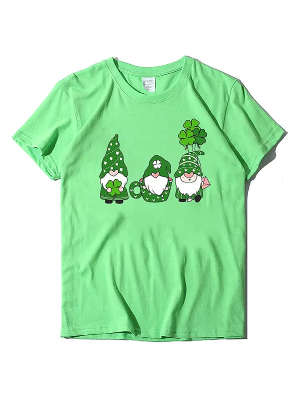 Madeline Women's New Three Bearded Old Men   Clover Print St. Patrick's Day Short-Sleeved T-Shirt