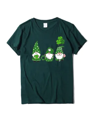 Madeline Women's New Three Bearded Old Men   Clover Print St. Patrick's Day Short-Sleeved T-Shirt