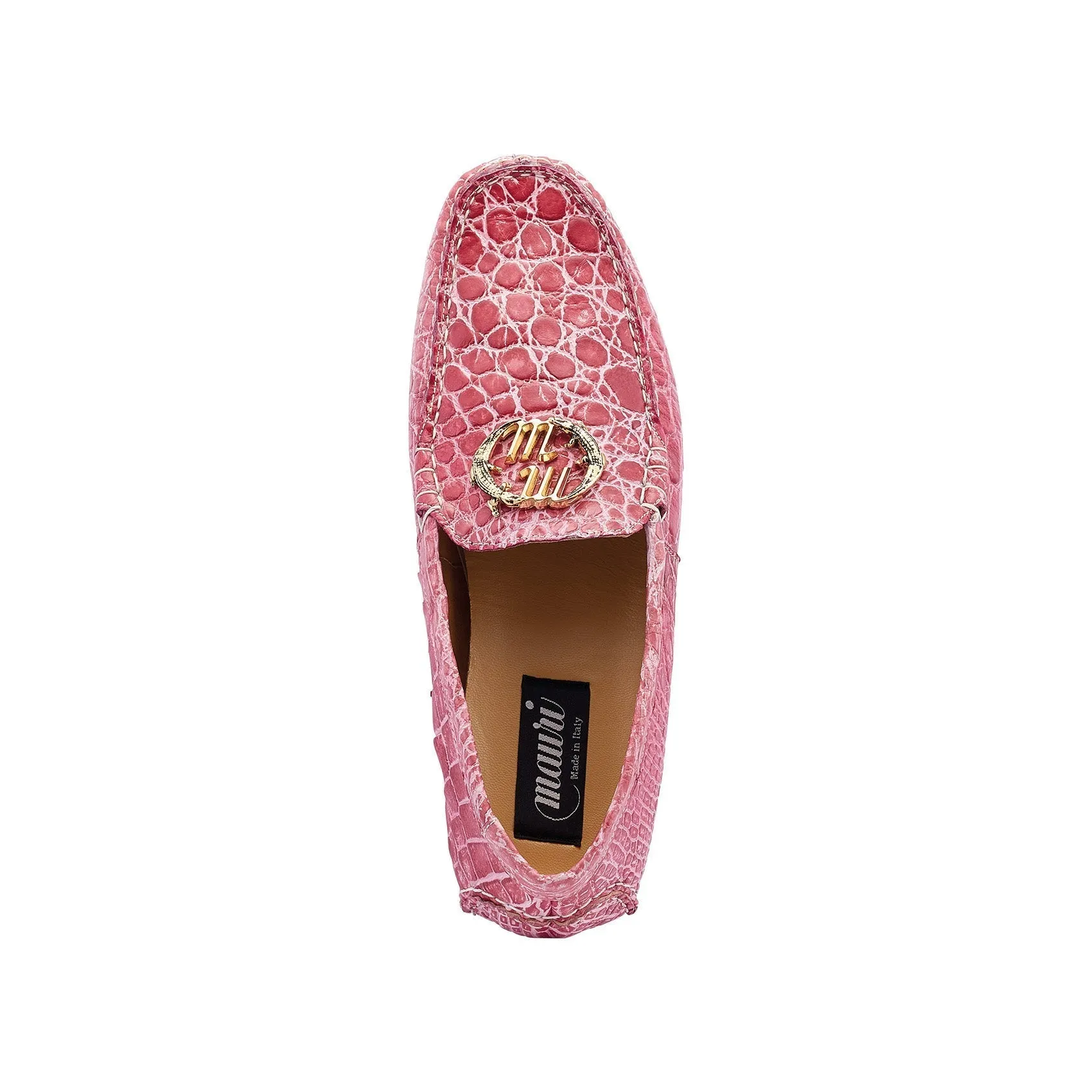 Mauri 3405/1 Scenic Men's Shoes Ruby Red & Pink Exotic Alligator Driver Moccasins Loafers (MA5438)