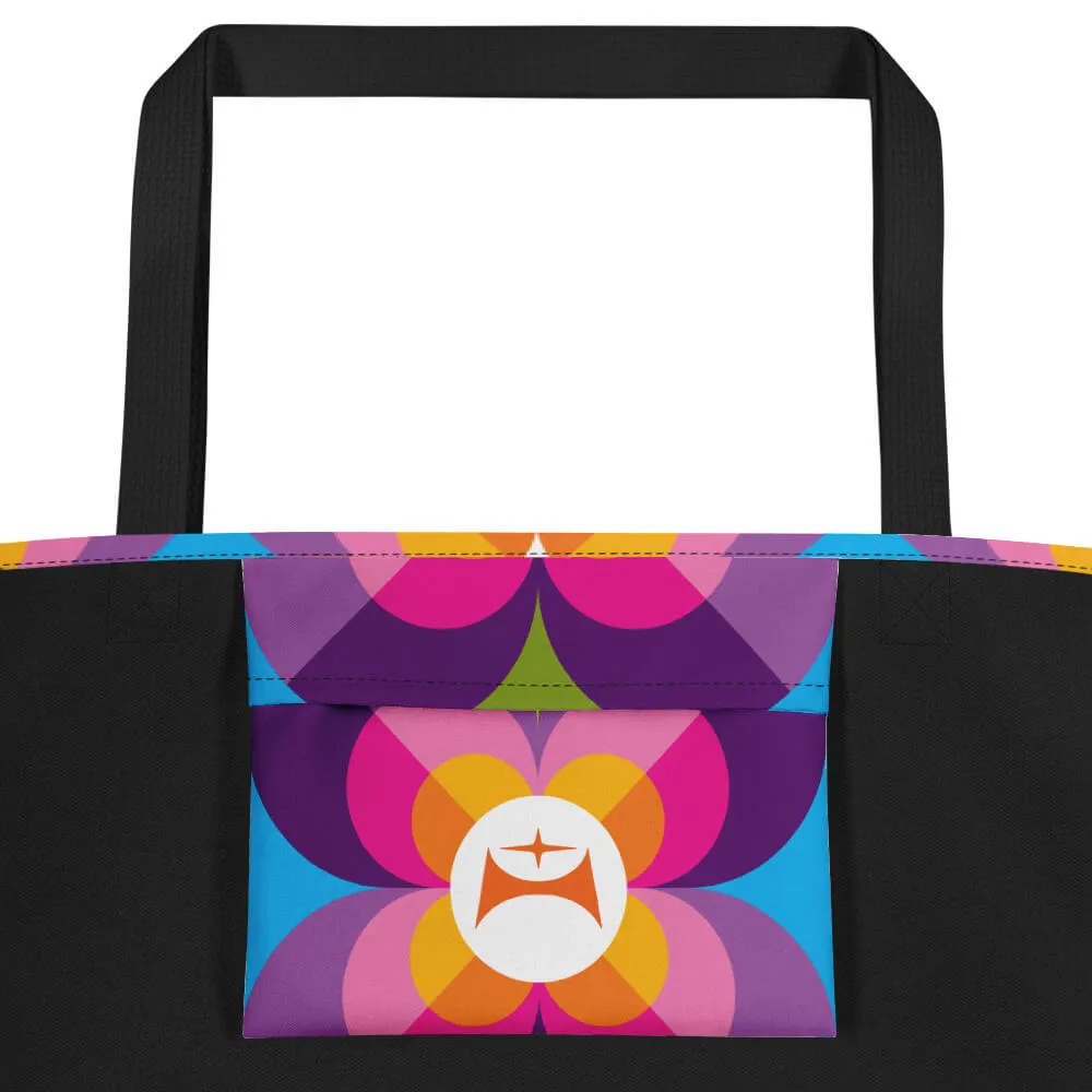 Mid Century Modern Purple Blue LoverLeaf Beach Bag