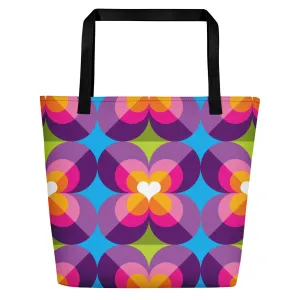 Mid Century Modern Purple Blue LoverLeaf Beach Bag