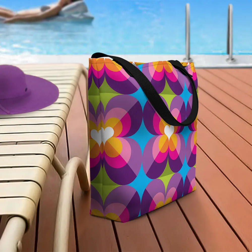 Mid Century Modern Purple Blue LoverLeaf Beach Bag