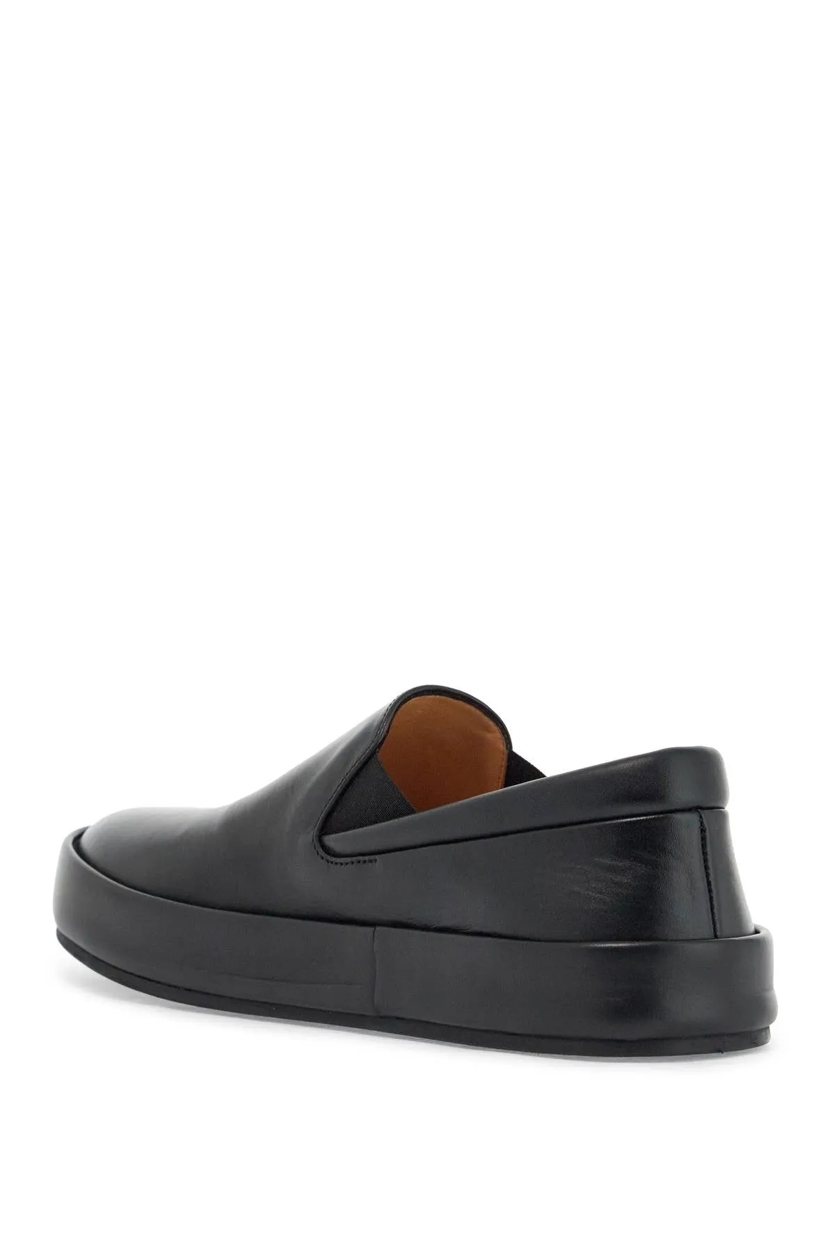 minimalist black calfskin slip-on slippers with rubber sole MM4501 P011 NERO