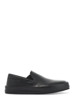 minimalist black calfskin slip-on slippers with rubber sole MM4501 P011 NERO