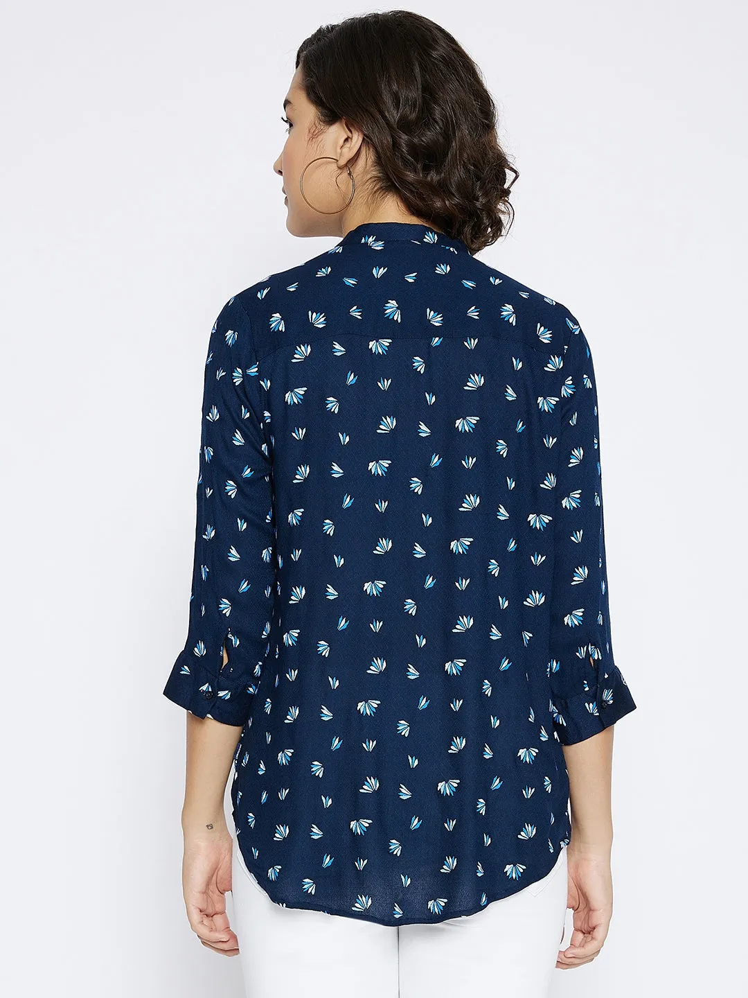 Navy Blue Printed Slim Fit shirt