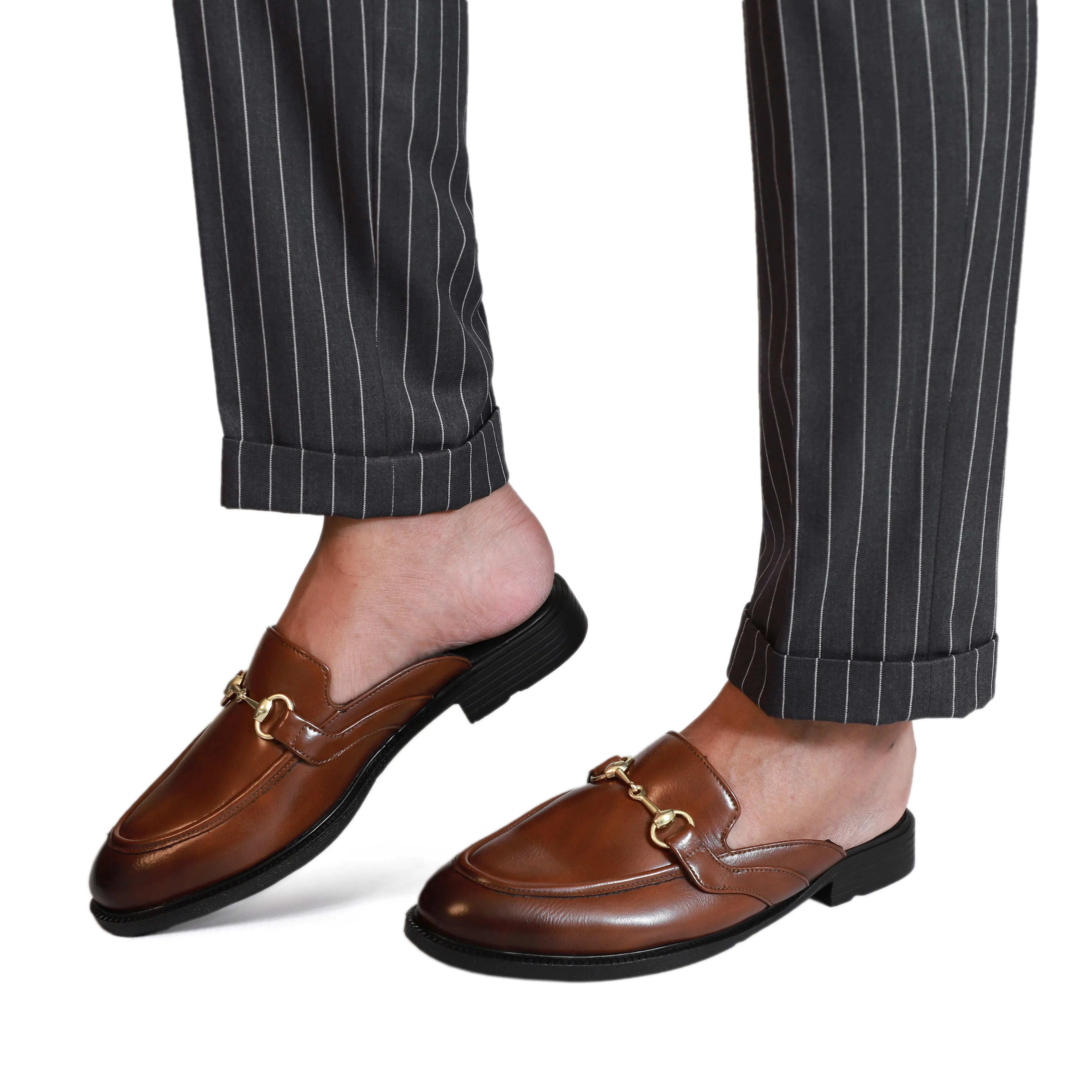 NICHE Tan Brown Horsebit Mule