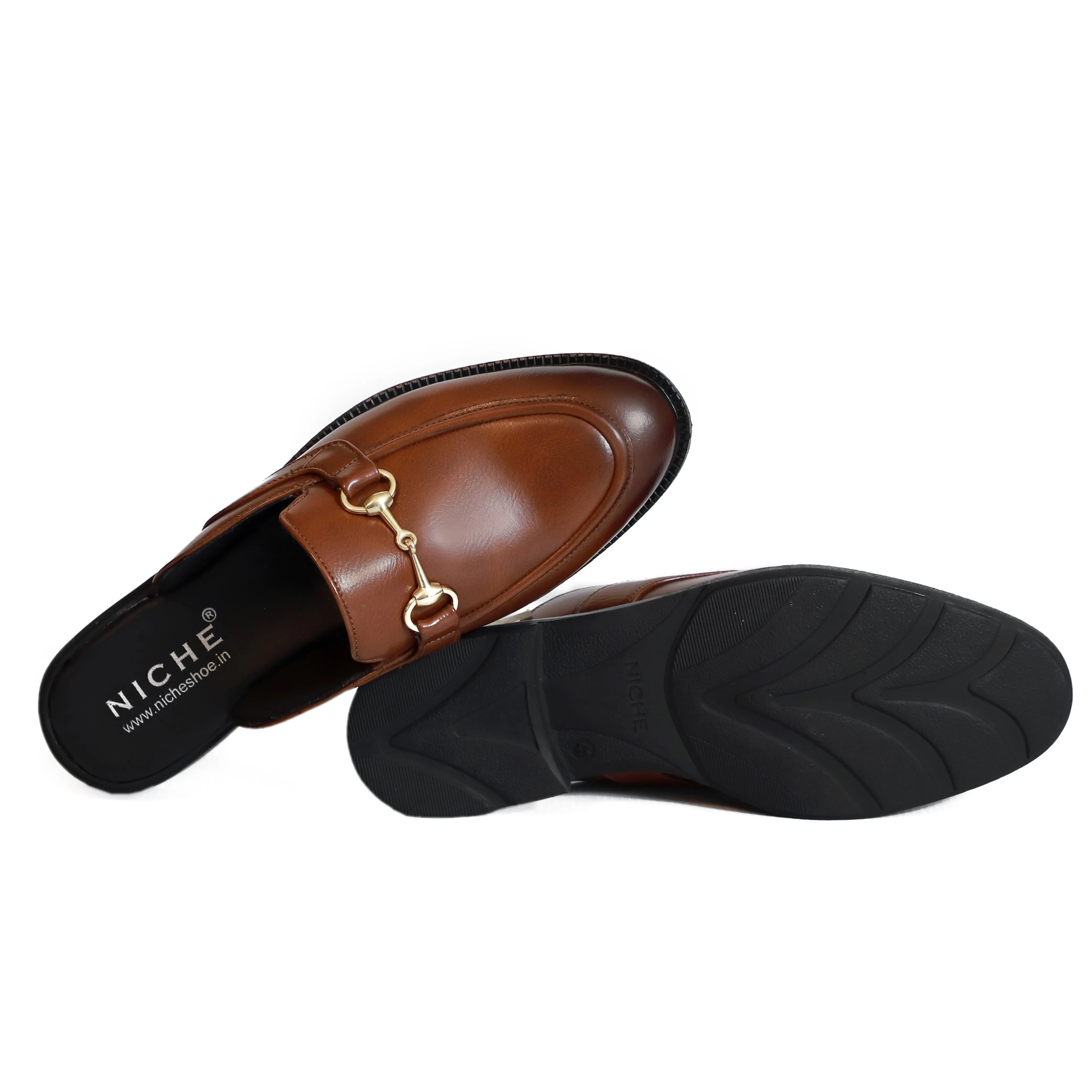 NICHE Tan Brown Horsebit Mule