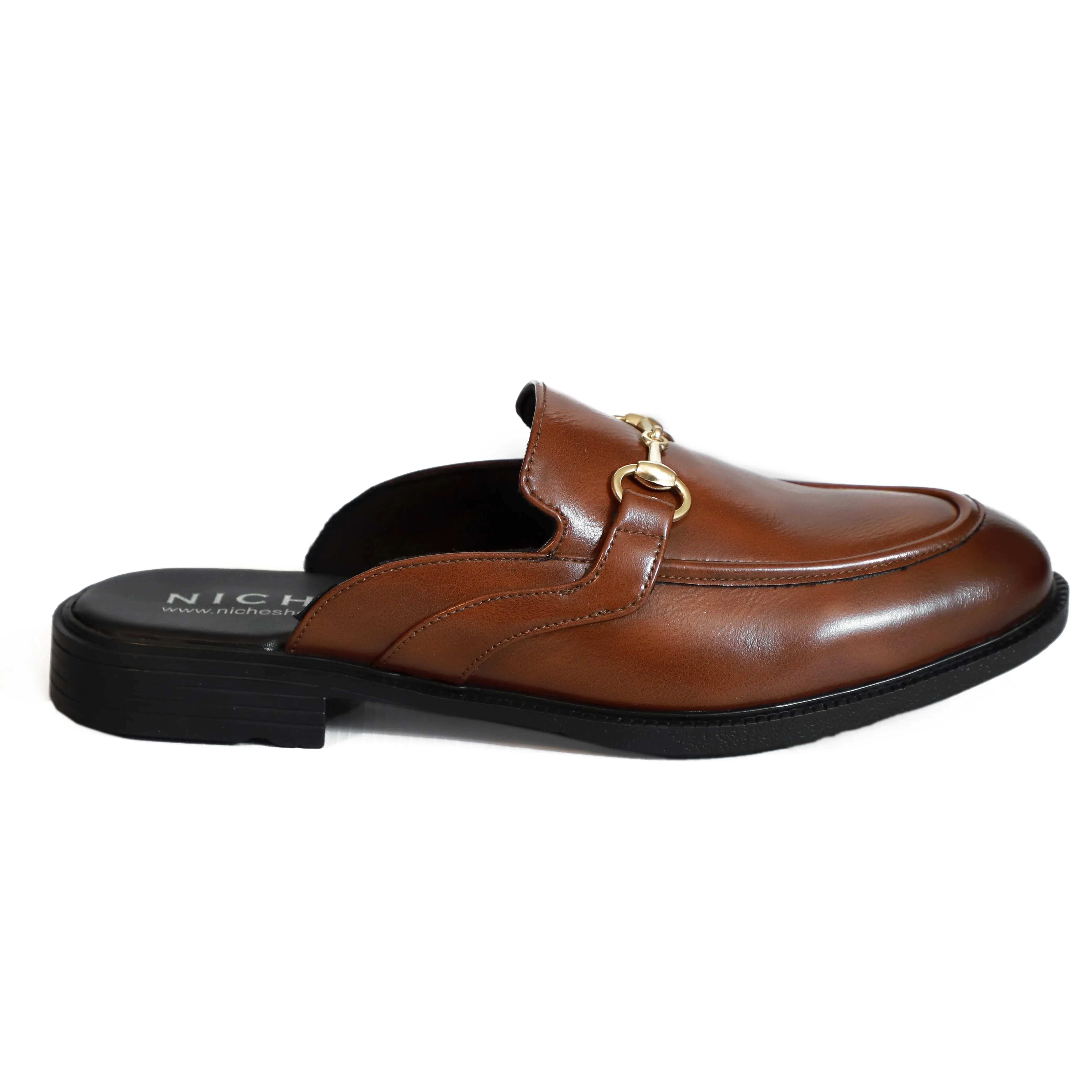 NICHE Tan Brown Horsebit Mule
