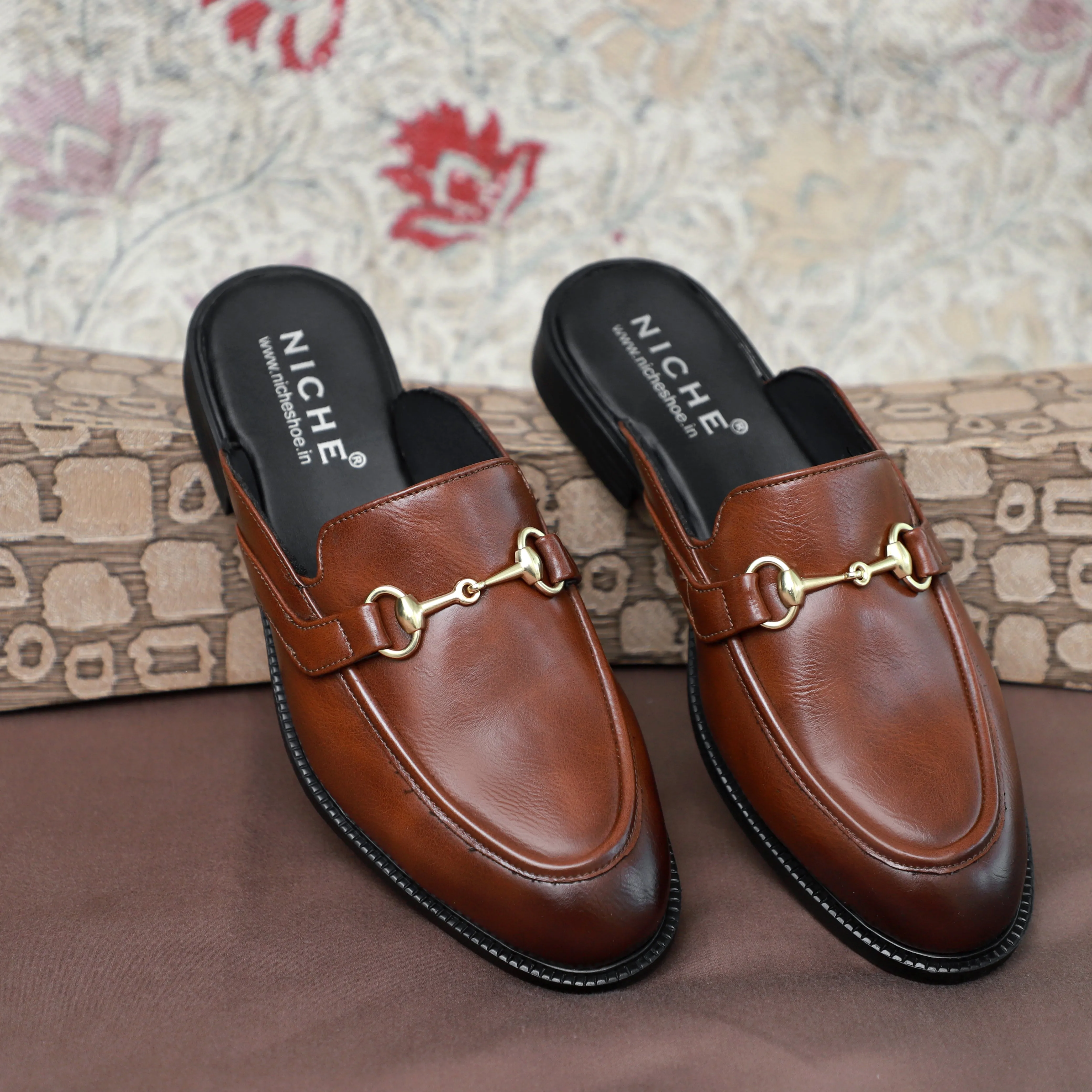 NICHE Tan Brown Horsebit Mule