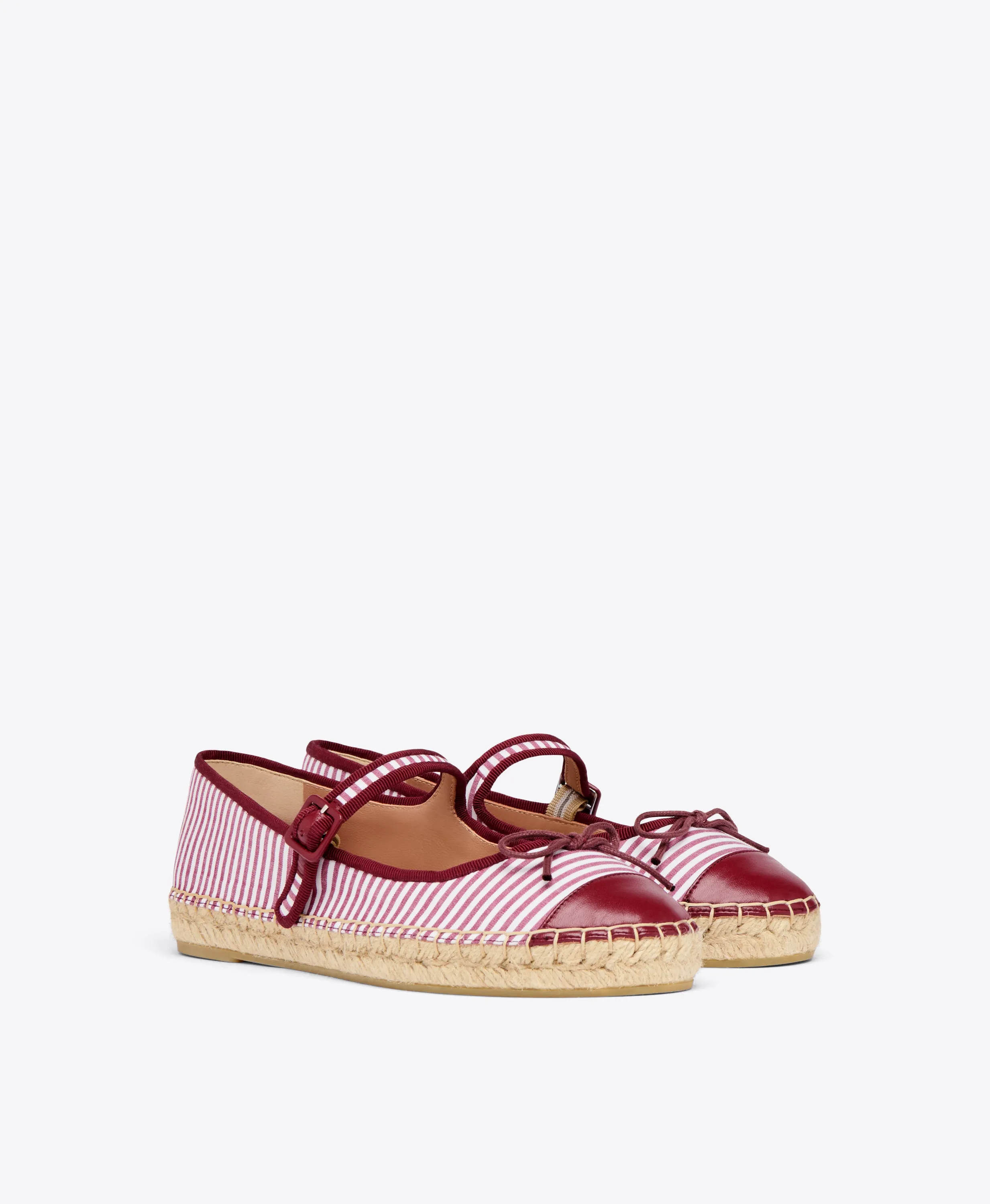 Saffron Red Striped Cotton Flat Pumps