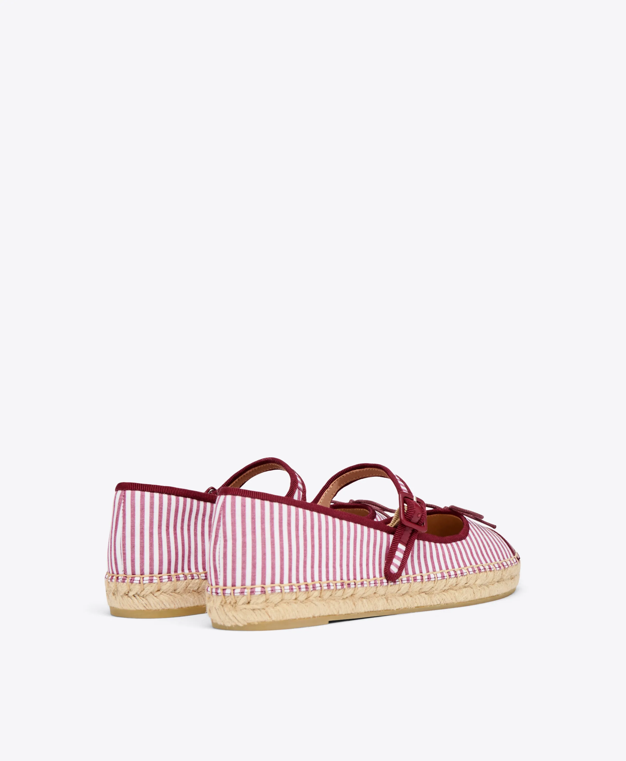 Saffron Red Striped Cotton Flat Pumps