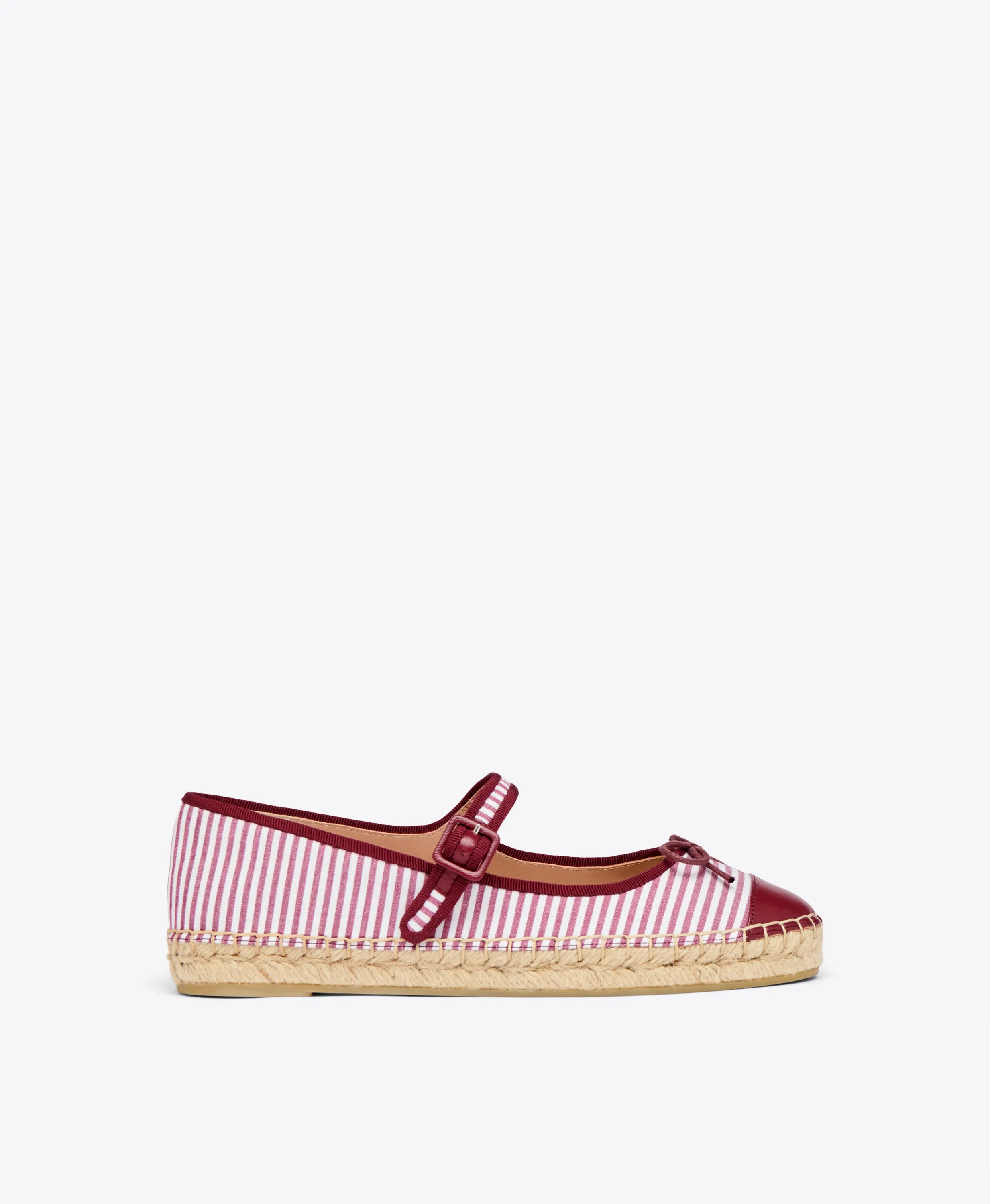 Saffron Red Striped Cotton Flat Pumps