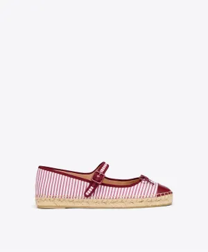 Saffron Red Striped Cotton Flat Pumps