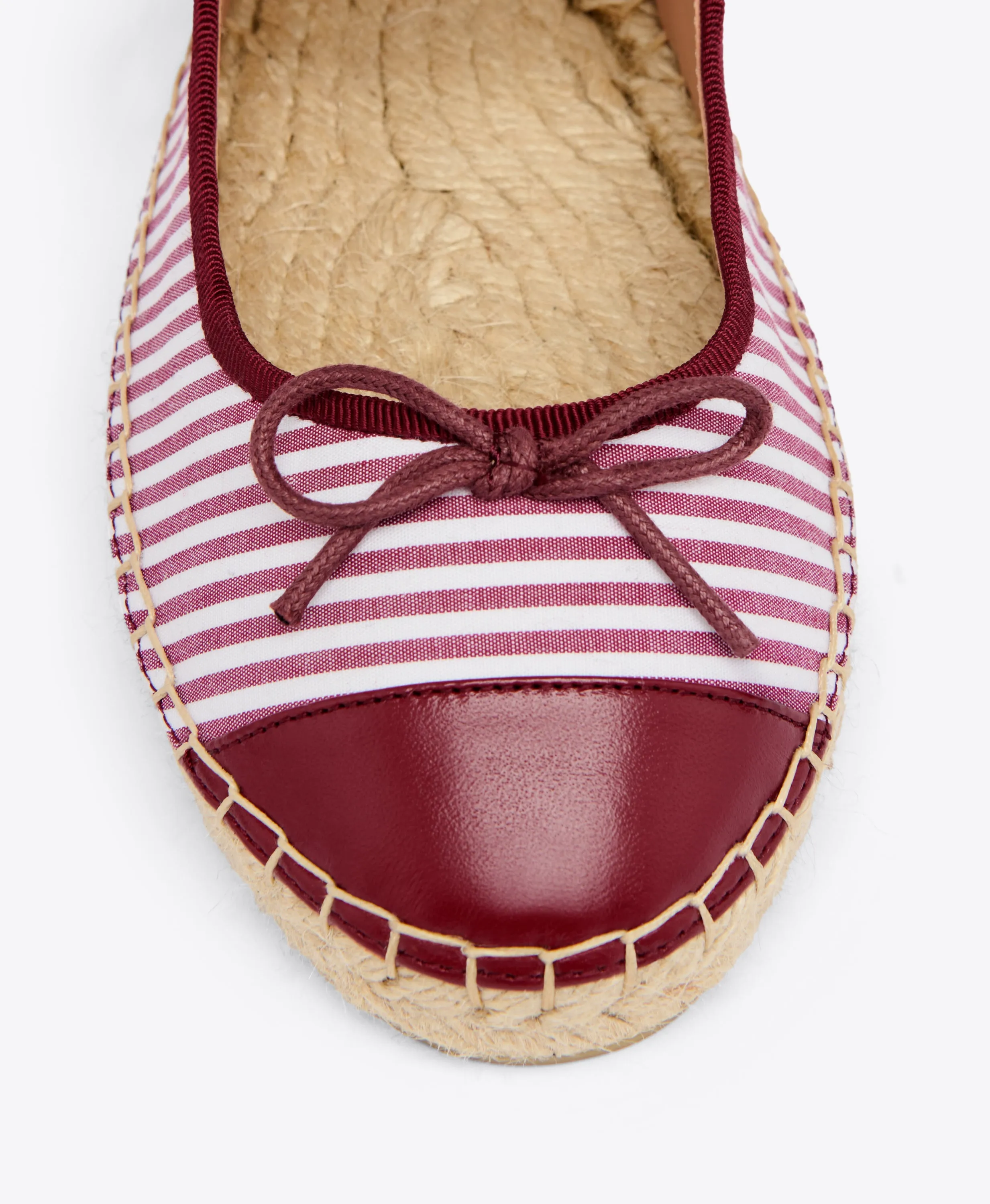 Saffron Red Striped Cotton Flat Pumps