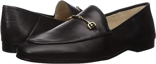 Sam Edelman Loraine Black Modena Leather Chain Detailed Fashion Vamp Loafers