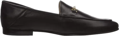 Sam Edelman Loraine Black Modena Leather Chain Detailed Fashion Vamp Loafers