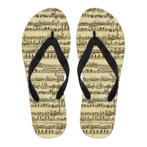 Sheet Music Design Women's Flip Flops