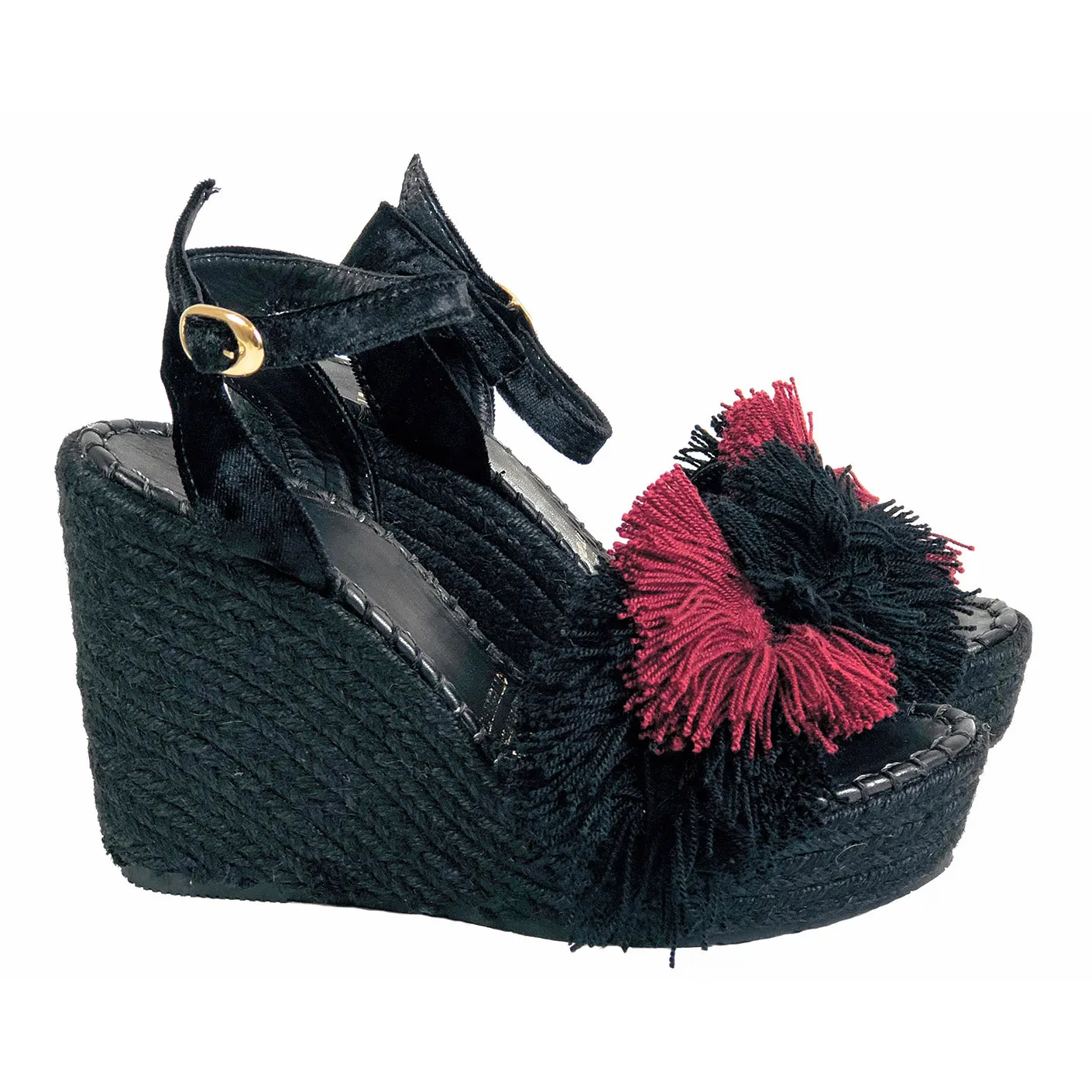 Silvia Cobos SALSA Sandals with Tassels and Pom poms in Wine