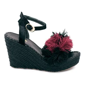 Silvia Cobos SALSA Sandals with Tassels and Pom poms in Wine