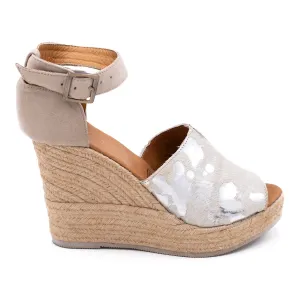 Silvia Cobos SOCORRO Metallic Animal Print Wedges in Silver