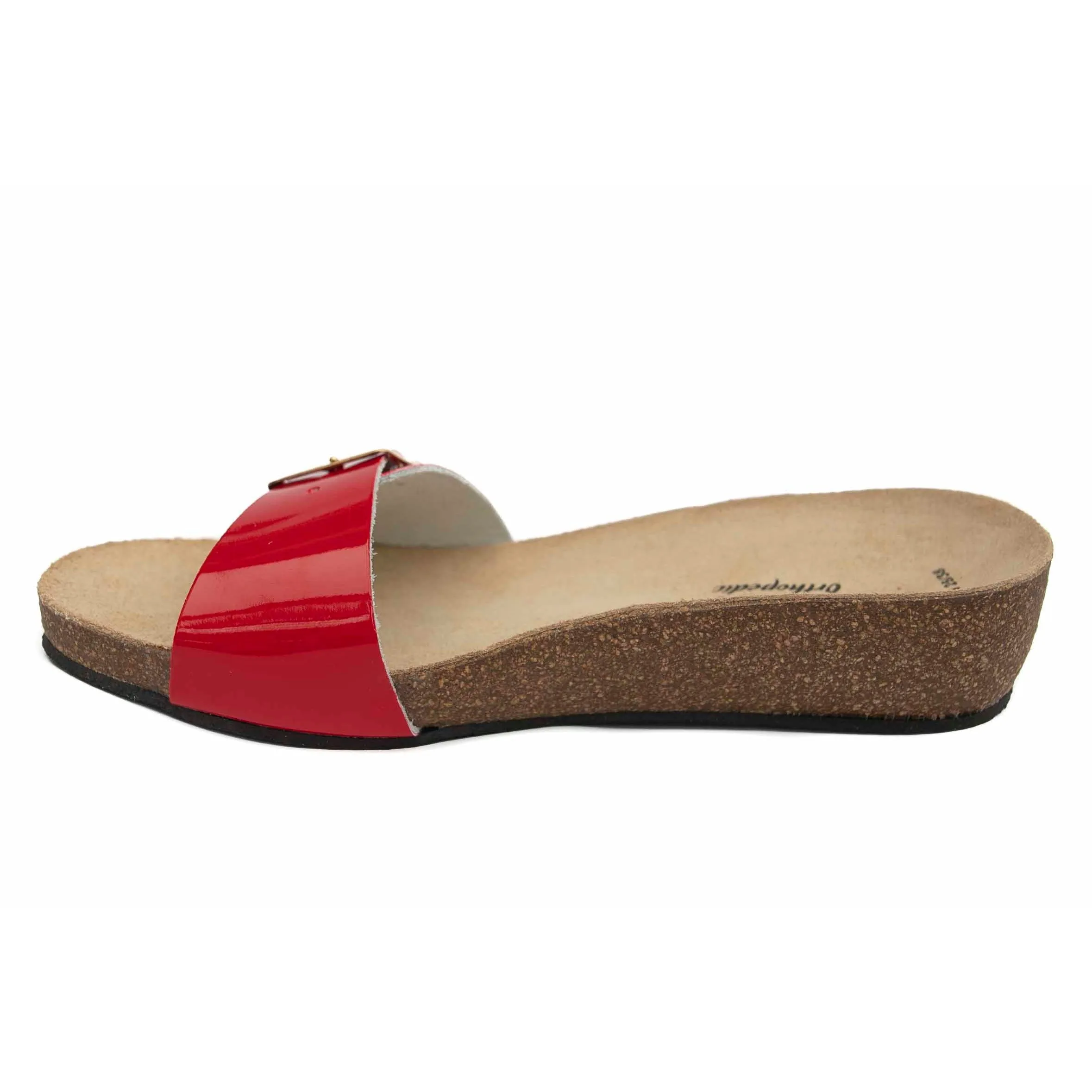 T84: color 34 - glossy red ladies orthotic wedge sandals